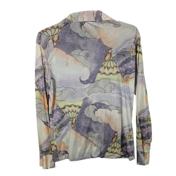 Vtg Shirt Set Womens 38 Purple Union Made Long and Short Sleeve Princess Castle - Picture 3 of 11